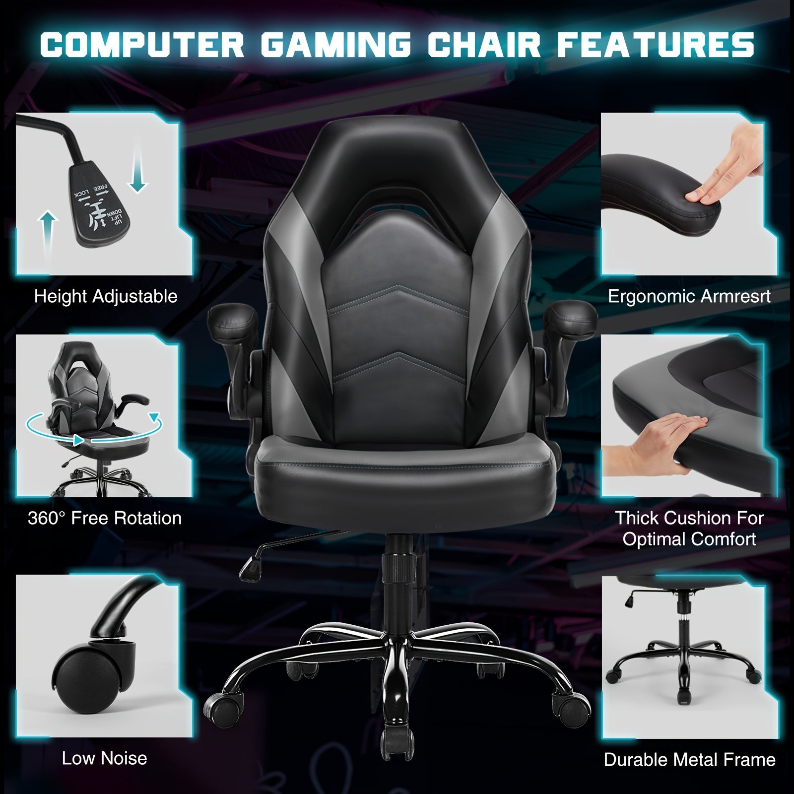 Sweetcrispy PU Leather Gaming Chair